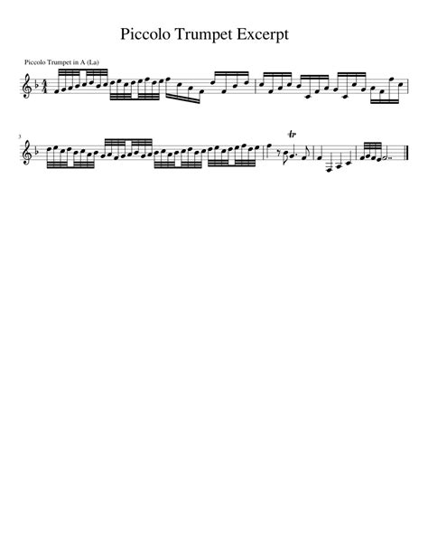 Piccolo Trumpet Excerpt Sheet music for Trumpet piccolo (Solo ...