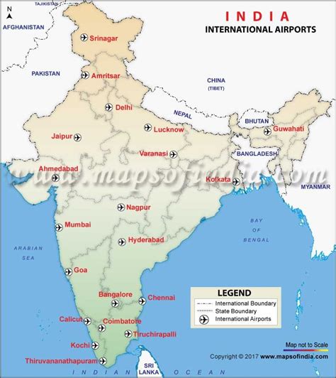 International Airports Map of India | Airport map, India world map ...