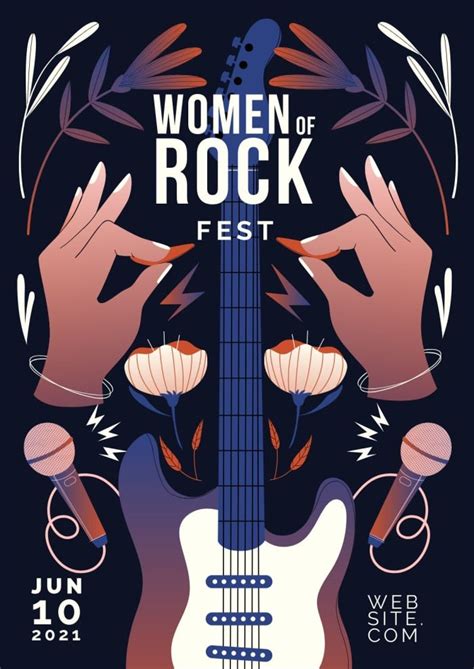 Customize this Modern Gradient Women of Rock Band Poster template online