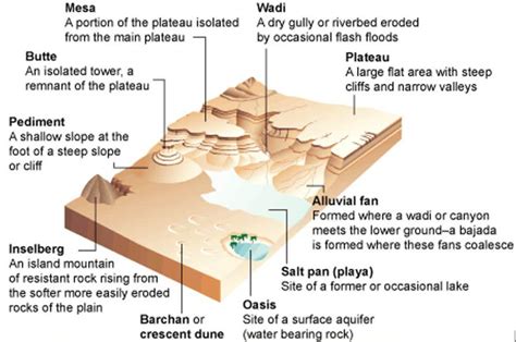 desert landforms - bajada - palaya - butte - mesa - butte | Landforms, Stem classroom, Biomedical