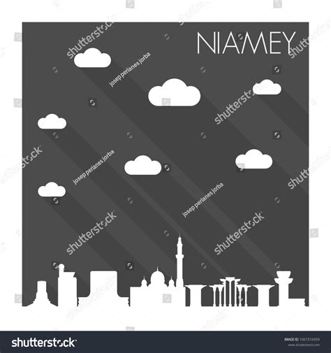 Niamey Niger Skyline City Flat Silhouette Stock Vector (Royalty Free ...