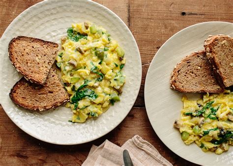 Recipe: Scrambled Eggs With Green Peppers & Mushrooms | Kitchn