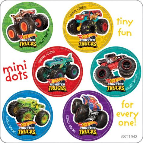 150 licensed Hot Wheels Monster Trucks Mini Stickers 7/8 Round Each - Etsy