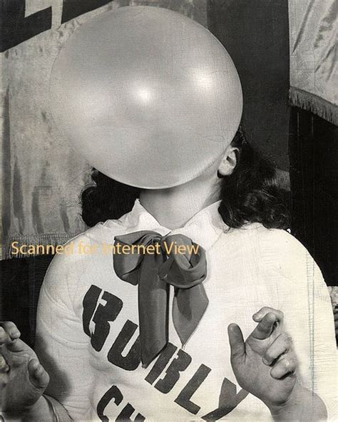 Bubble Gum Blowing Contest Photo Vintage Antique Girl Scout