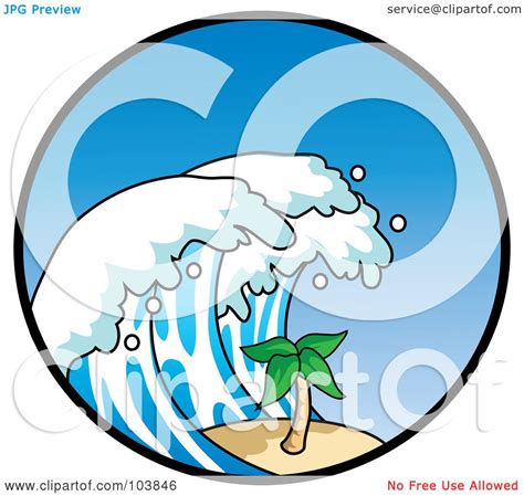 Royalty-Free (RF) Clipart Illustration of a Tsunami Wave Towering Over ...