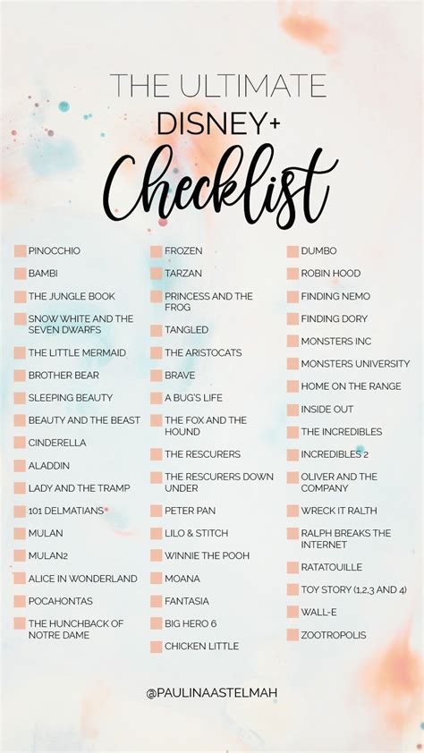 The ultimate disney checklist – Artofit