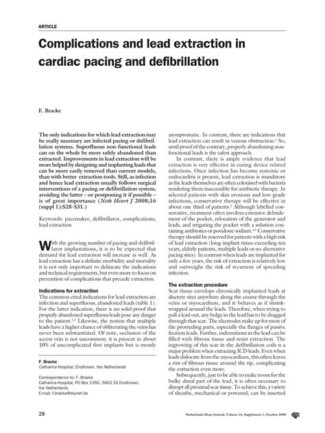 (PDF) Complications and lead extraction in cardiac pacing and defibrillation