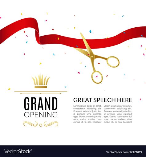 Grand opening design template with ribbon Vector Image