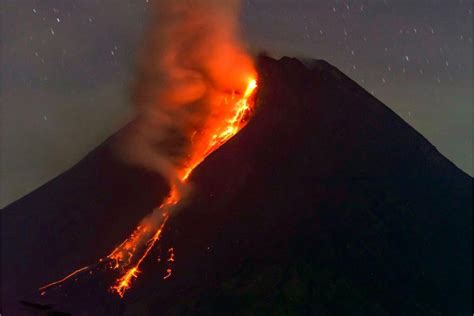 Indonesia's Merapi volcano erupts, spews hot lava