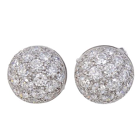 CARTIER Pave Diamond Stud Earrings at 1stDibs