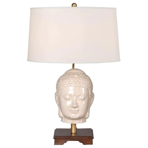 Ceramic Buddha Head with White Crackle Glaze Fashioned into a Lamp. A calming influence for your ...