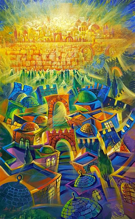 Abstract Jerusalem Painting: Earthly Jerusalem meets heavenly Jerusalem by Alex Levin