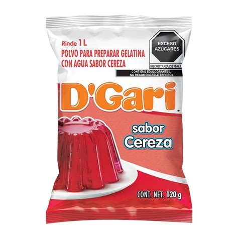 Polvo para preparar gelatina D' Gari de agua sabor cereza 120 g | Walmart