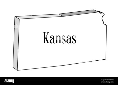 Kansas 3D Outline Map Stock Photo - Alamy