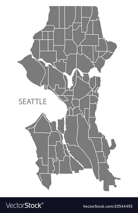 Seattle washington city map with neighborhoods Vector Image