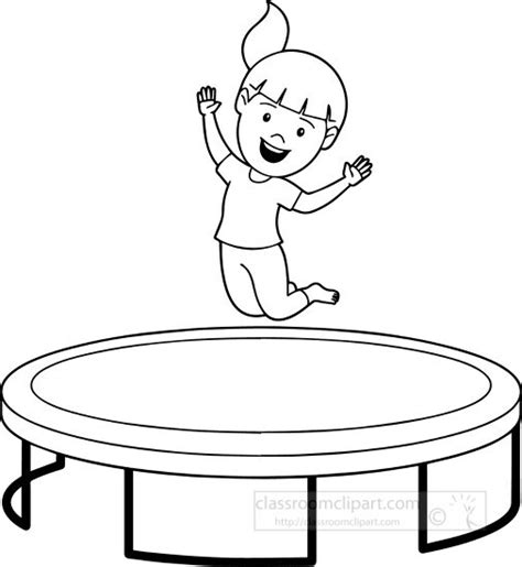 black white girl jumping playing on trampoline clipart 2a - Classroom ...