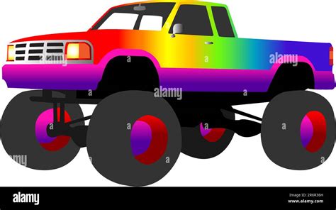 rainbow monster truck, vector illustration Stock Vector Image & Art - Alamy