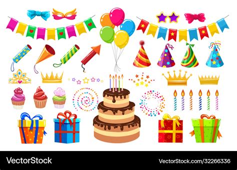 Birthday party items Royalty Free Vector Image