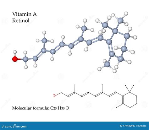 Vitamin a Retinol - 3d Illustration of Molecular Structure Stock ...