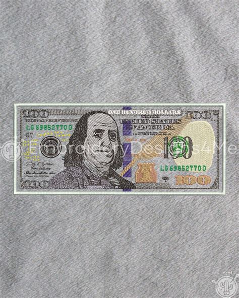 100 Dollar Bill Money Benjamin Franklin Embroidery Design - Etsy