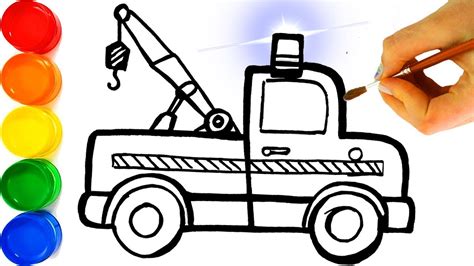 How to Draw a Tow Truck - Coloring Construction Trucks for Kids - YouTube