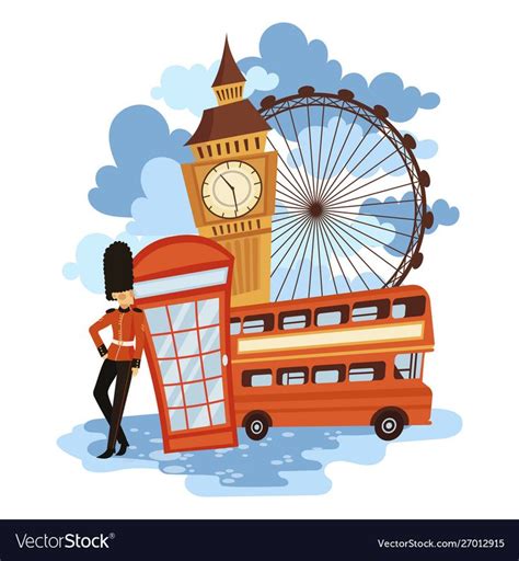 Landscape london cartoon the Royalty Free Vector Image , #AFF, #cartoon, #london, #Landscape, # ...