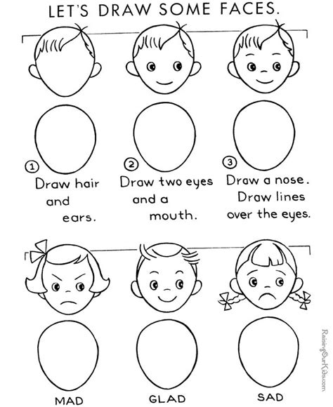 How to draw faces 046 | Drawing for kids, Drawing videos for kids, Face ...