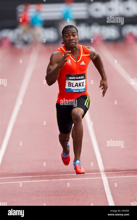 Yohan Blake (JAM), winning the Men's100m, at the 2012 NYC Grand Prix ...