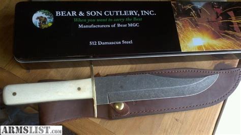 ARMSLIST - For Sale: Bear and Son Damascus/Bone Bowie knife.........