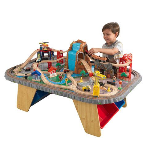 KidKraft Waterfall Junction Wooden Train Set & Table with 112 ...