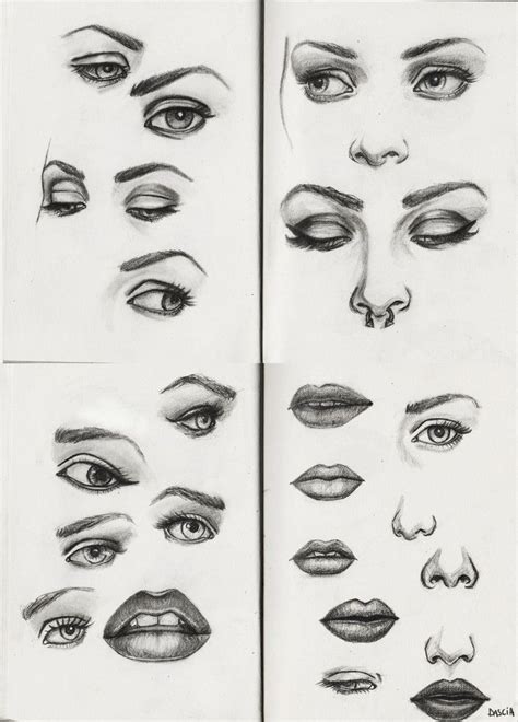 Facial Features | Eye sketch, Sketches of girls faces, Art drawings ...