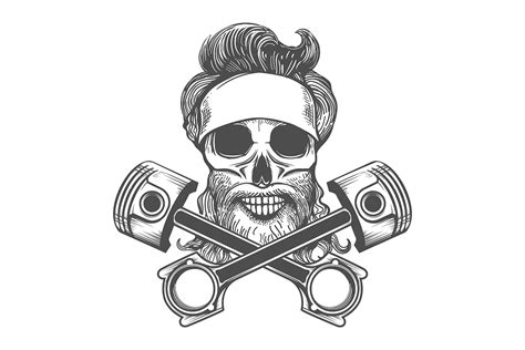 Skull With Bandana Tattoo Drawing