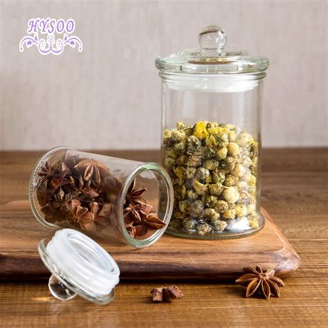 Transparent glass sealed cans large tea cans storage tank kitchen food ...