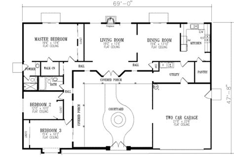 U Shaped Ranch Floor Plans - floorplans.click