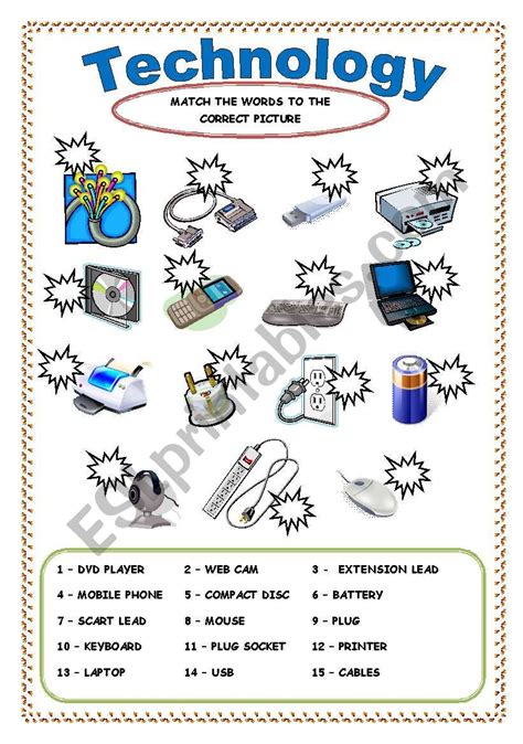 Technology Vocab Builder - ESL worksheet by trixie1973