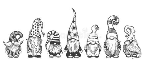 Gnome sketch set stock vector. Illustration of line - 253656602