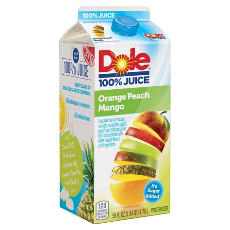 Dole 100% Juice Flavored Blend Of Juices Orange Peach Mango 59 Fl Oz ...