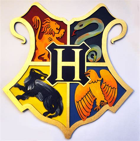 Handmade Harry Potter Hogwarts Crest Laser Cut 3D Hand painted - Lazzylozlasercutter