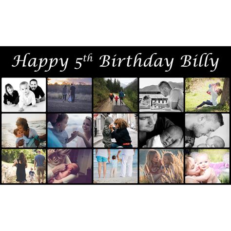 Personalised Photo Birthday Banner-ready to hang, Any age, name, photos