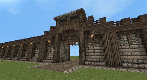 Detailed Medieval Wall + Entrance! Now with Added guard tower! Minecraft Project