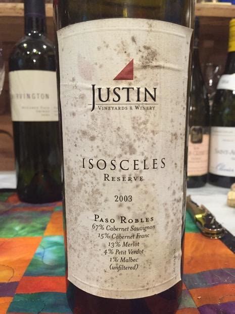 2003 Justin Vineyards & Winery Isosceles Reserve, USA, California, Central Coast, Paso Robles ...