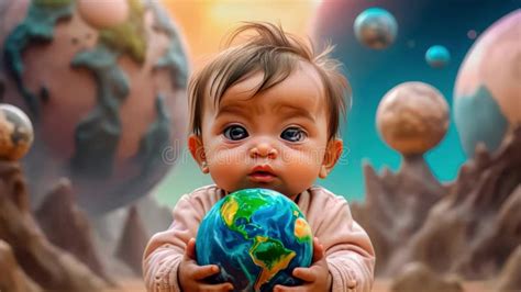 Planet Earth in the Children S Hands of a Beautiful Touching Baby ...