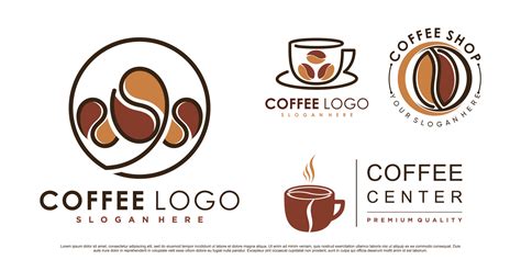 Coffee icon set logo and coffee shop logo design inspiration with ...