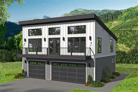 3-Car Modern Garage Apartment with Balcony - 68779VR | Architectural Designs - House Plans