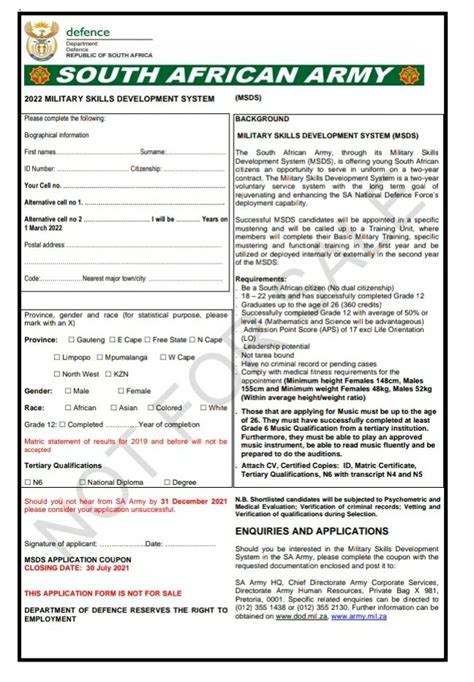 Sandf Application Form 2022 2023 Pdf Download - Printable Forms Free Online