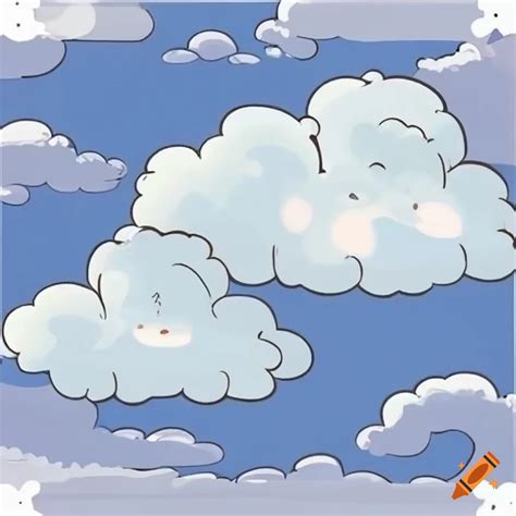 Cartoon clouds in heaven on Craiyon