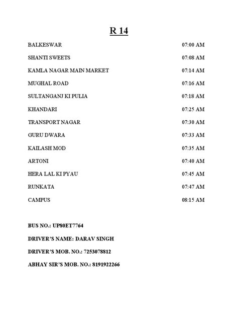 Bus Route Plan | PDF