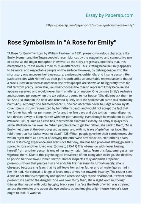 Rose Symbolism in "A Rose for Emily" Free Essay Example