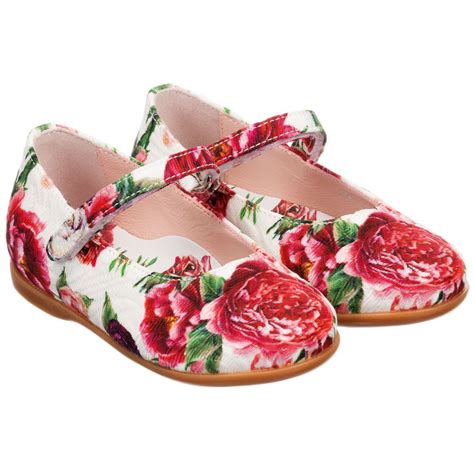Girls Brocade Peony Shoes for Girl by Dolce & Gabbana. Discover more beautiful designer Shoes ...
