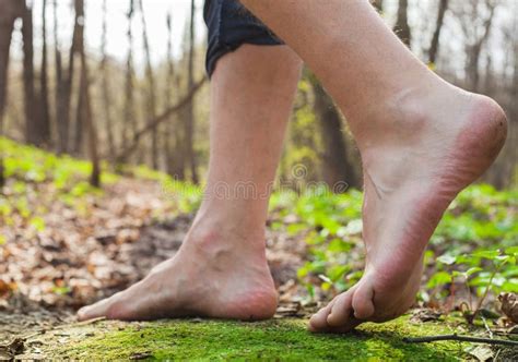 Lifestyle Barefoot Walk on Grass in Forest Stock Image - Image of care ...